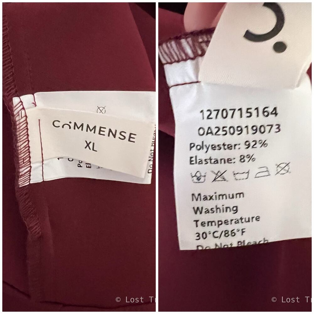 Commense | Burgundy Asymmetrical Ruffle Hem Sleeveless Minimal Mini Dress XL - Picture 8 of 9